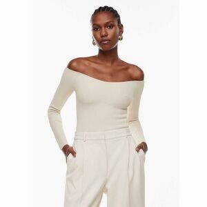 NWT Aritzia Babaton Sculpt Rib Knit Eloquence Long Sleeve Top Matte Pearl Large